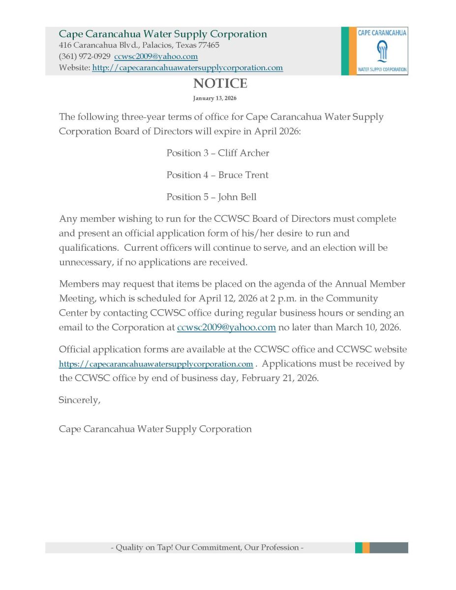 Board of Director Election Notice