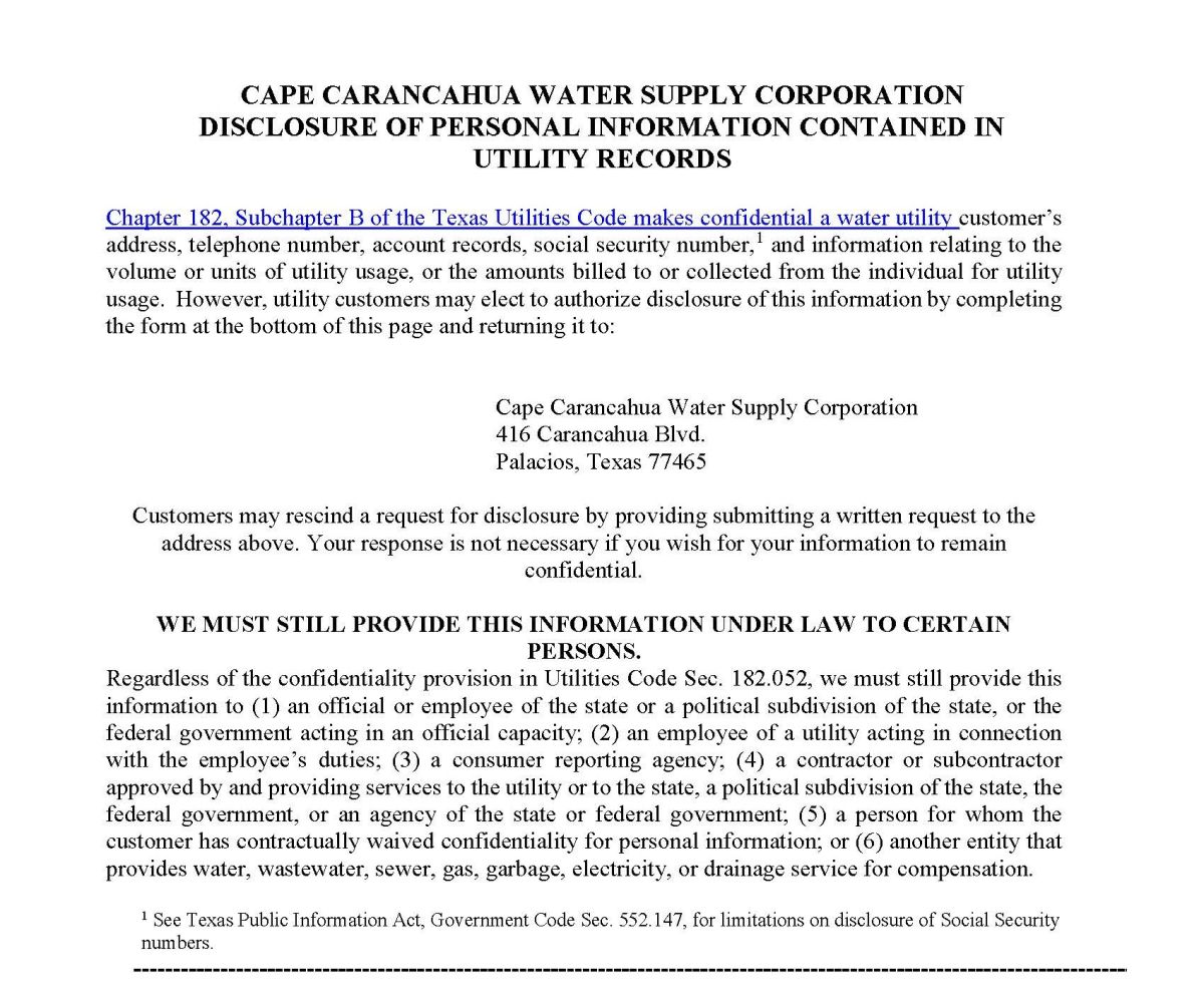 Disclosure of Personal Information