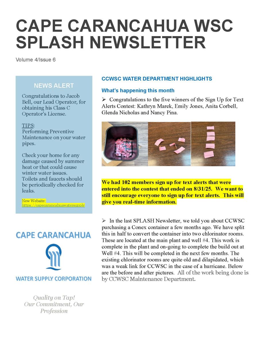 SPLASH Newletter Volume Issue 6 Page 1